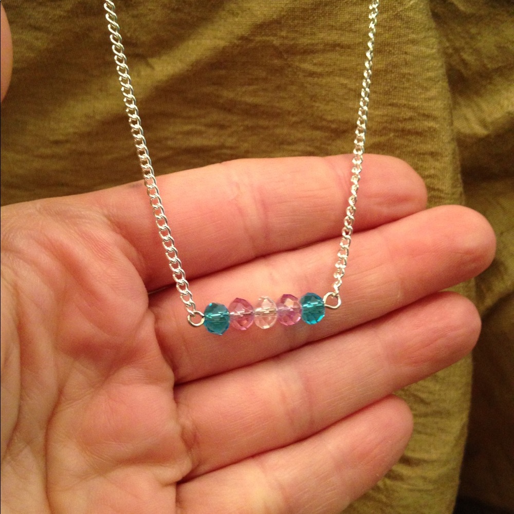 NEW Crystal TRANS PRIDE Choker Chain Necklace